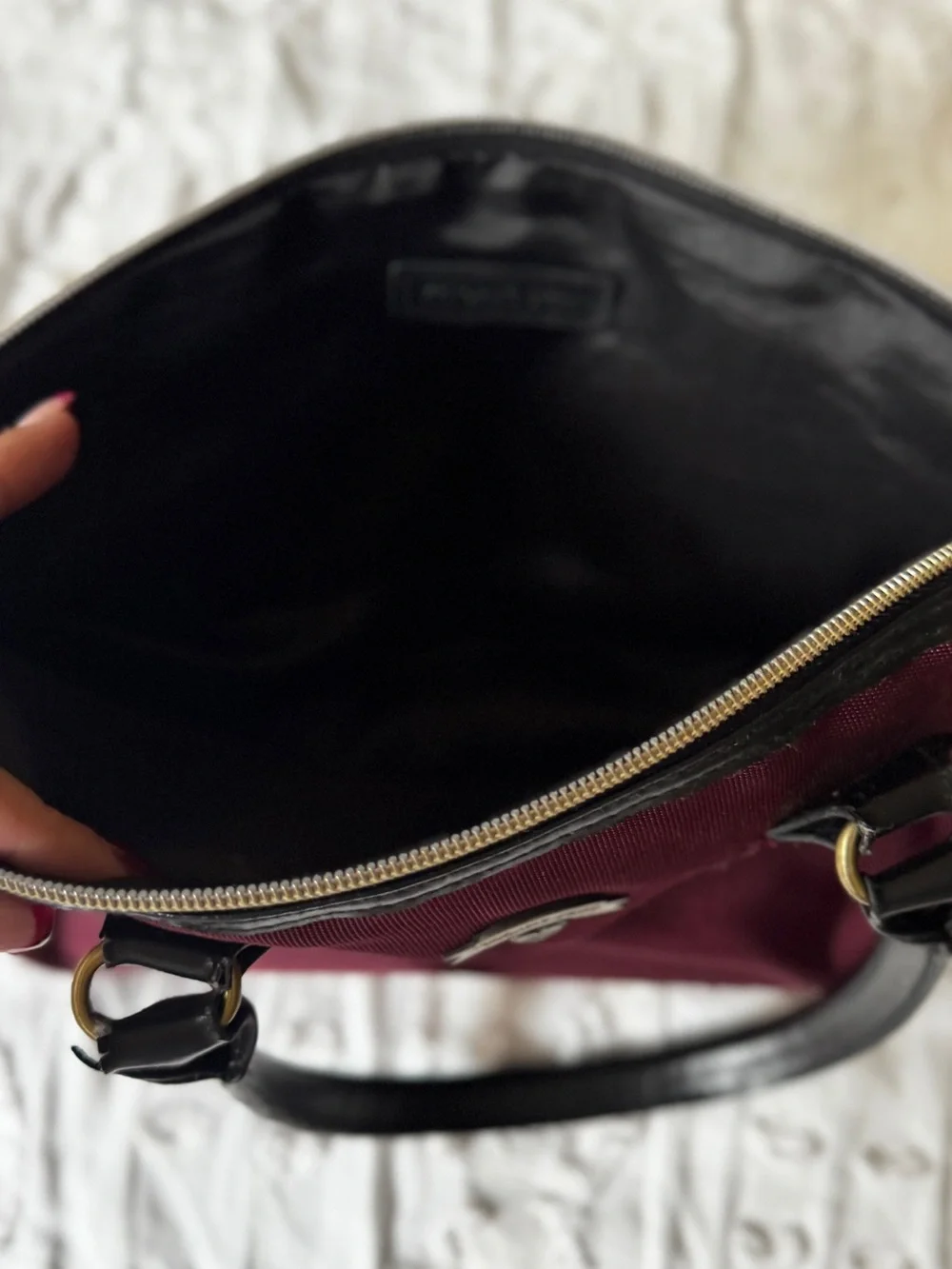 Victoria's Secret Burgundy Satchel with Black Handles